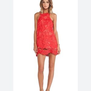 Lovers + Friends Vibrant Red Lace Dress